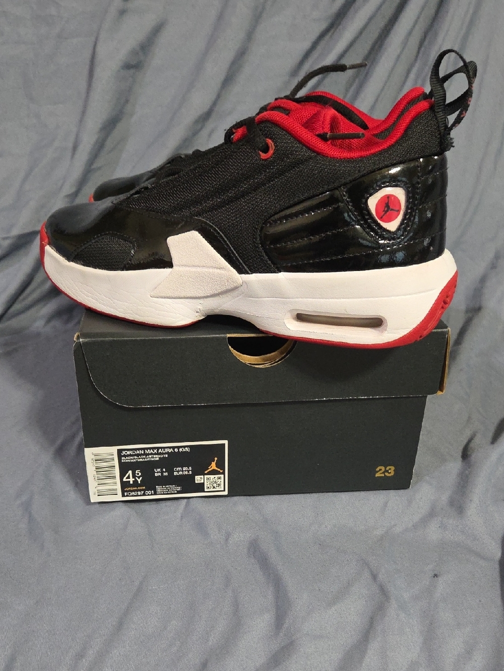 Jordan Kids Basketball Sneakers in Black, Red & White